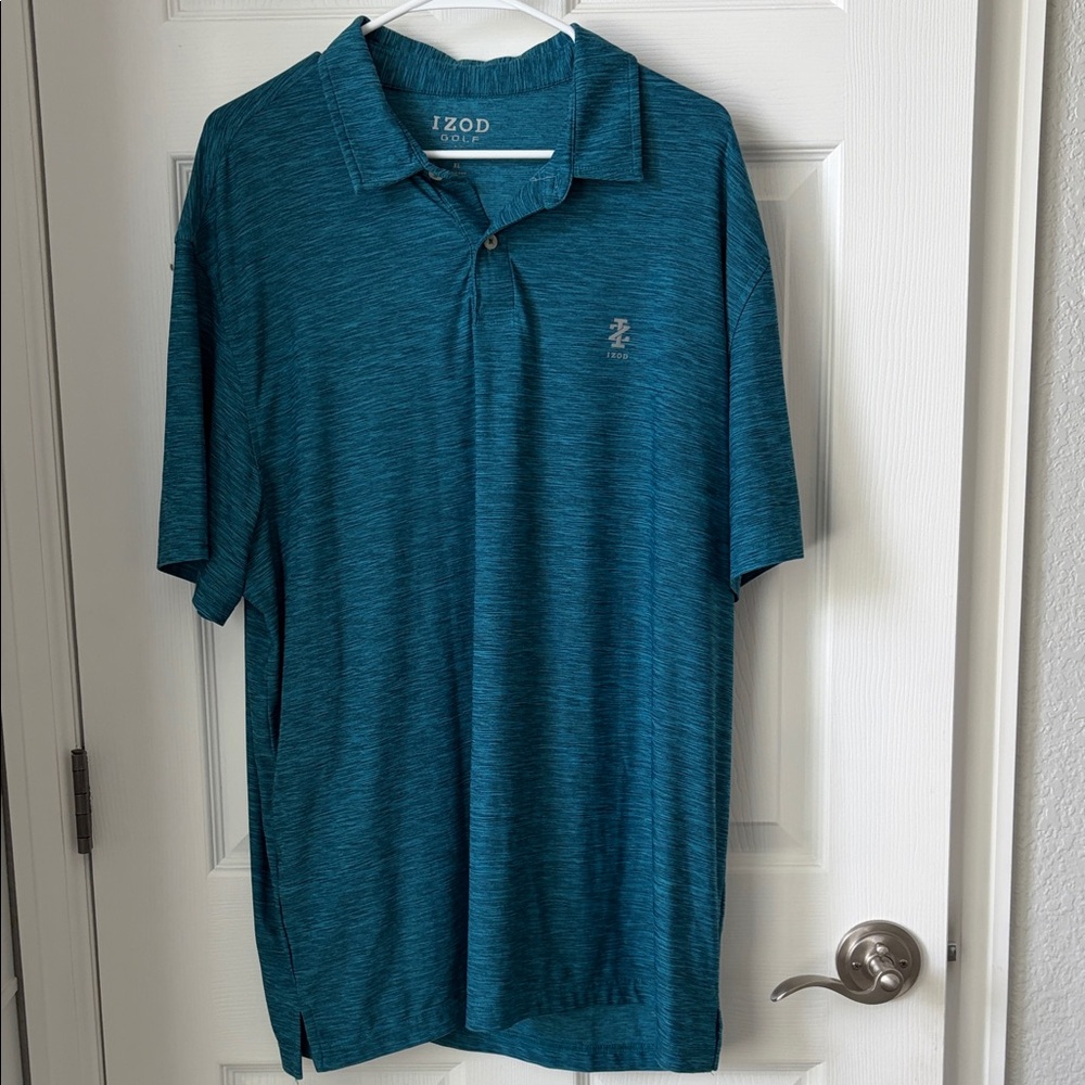 IZOD Teal Space-Dye Short Sleeve Polo